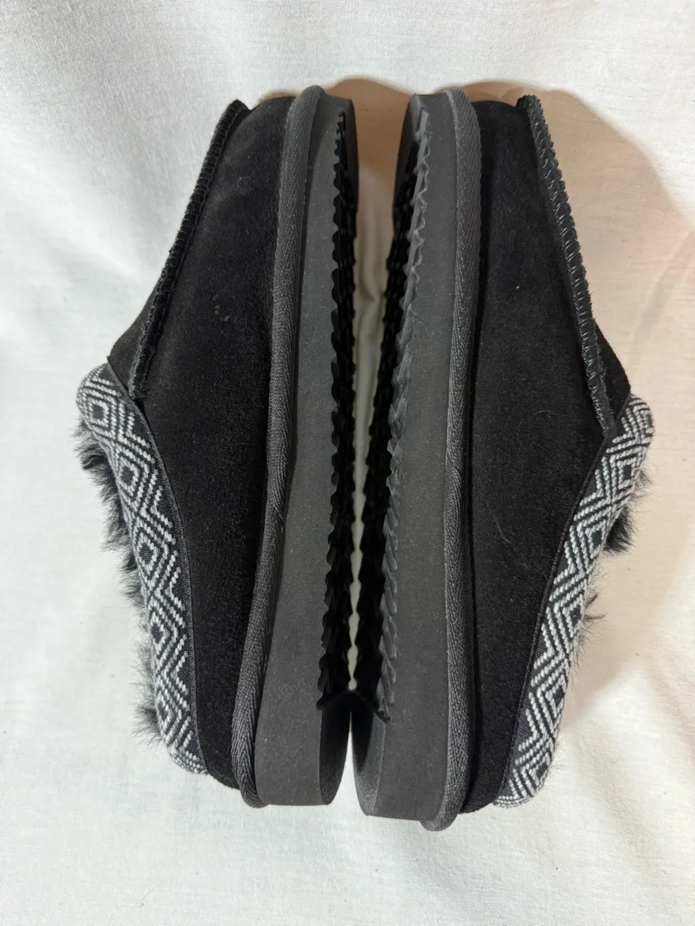 Dluxe by  dearform Black Suede-Look Slip-On Fleece Lined Slippers